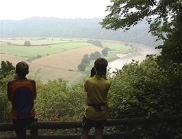 Daniel and Casper check out the view to the Wye Valley fro the Lower Wyndcliff viewpoint, 6.8 miles into the ride
